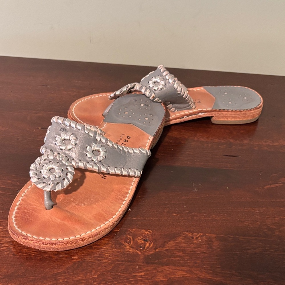 Palm Beach Gray and Silver Leather Sandals